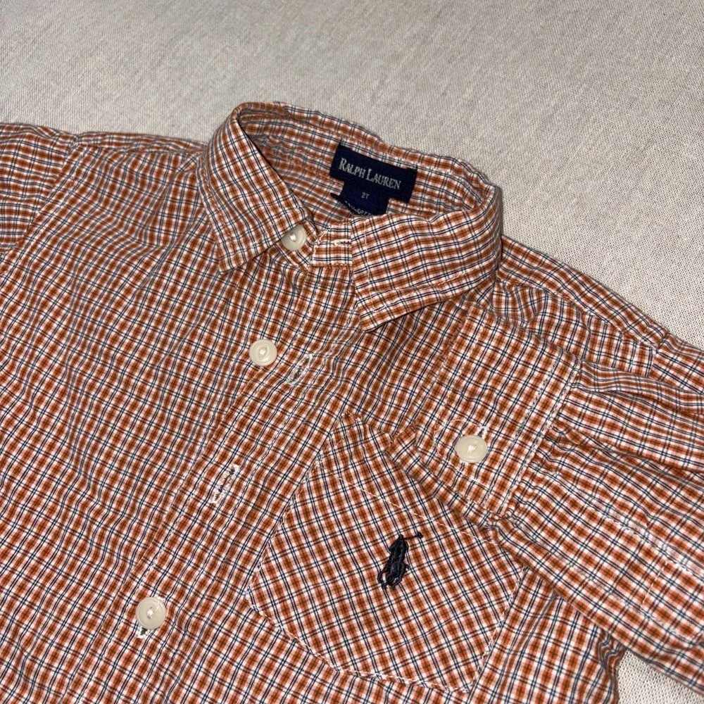 Ralph‎ Lauren Children's Wear Sz 2/2T Gingham Plaid Toddler Button Up Check Long